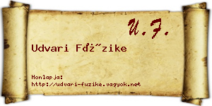 Udvari Füzike névjegykártya